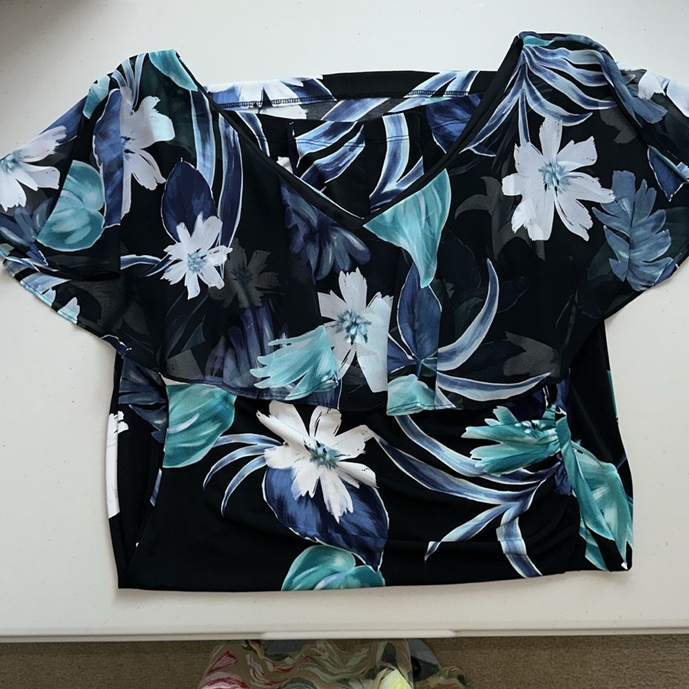 Connected Apparel Blue Sheath Midi Dress with Flutter Sleeves Size 8 - Picture 14 of 14
